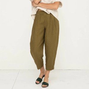 Elizabeth Suzann Andy Trouser Olive Midweight Linen XXS-T Brand New!